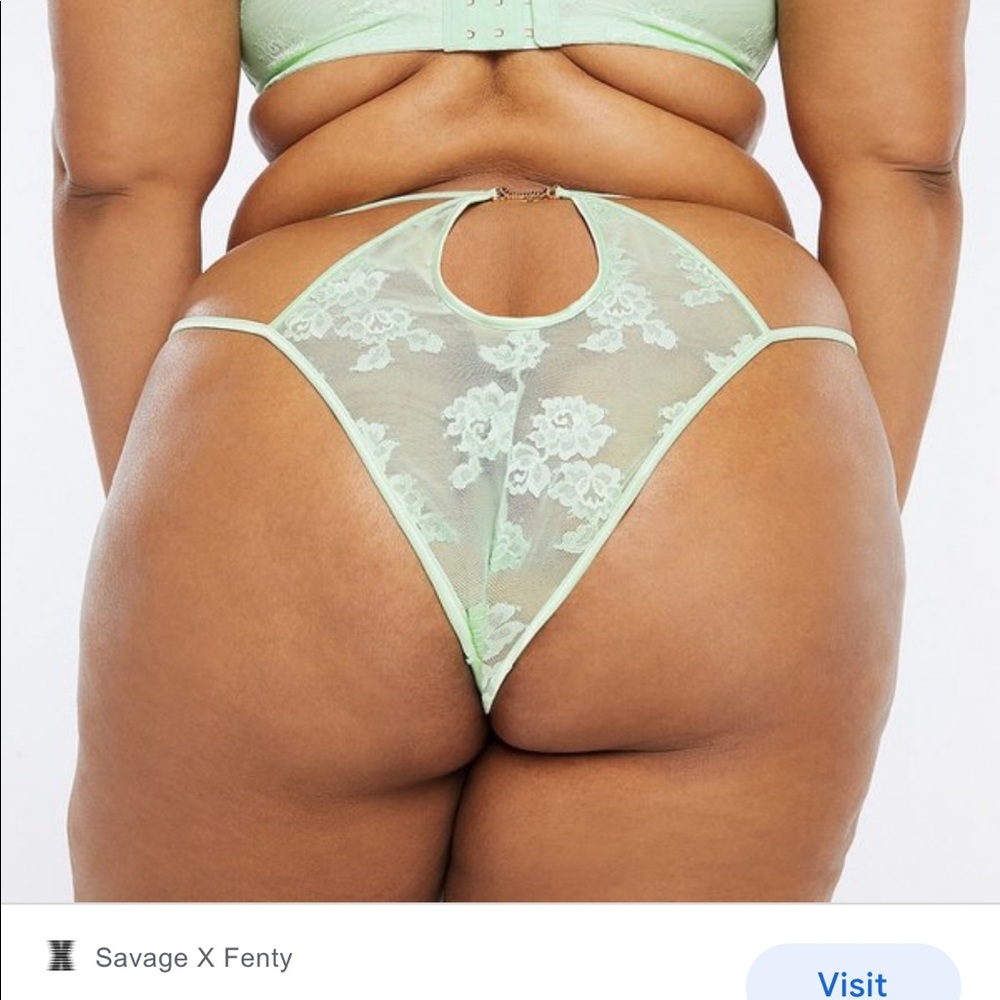 SavagexFenty Strap Up Lace Undie in Mint 2x SOLD OUT COLLECTIBLE NWOT never worn - Picture 2 of 4